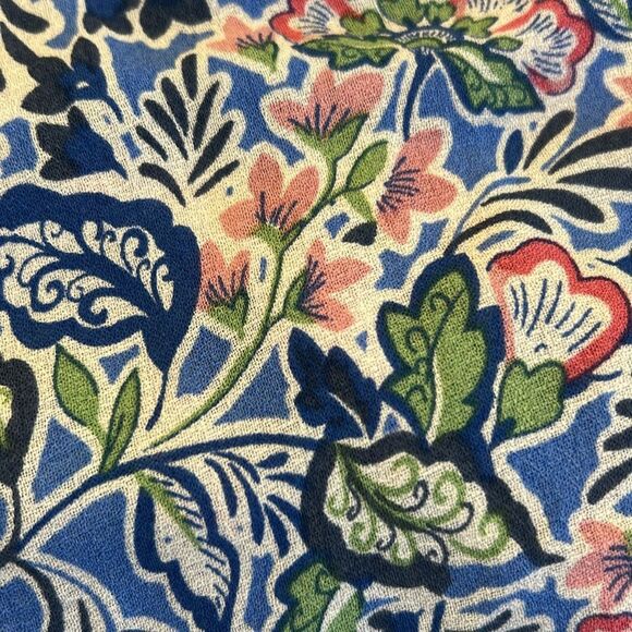 Cynthia Rowley Blue Pink White Floral V-Neck Sleeveless Blouse Size 1 X EUC - Picture 10 of 10